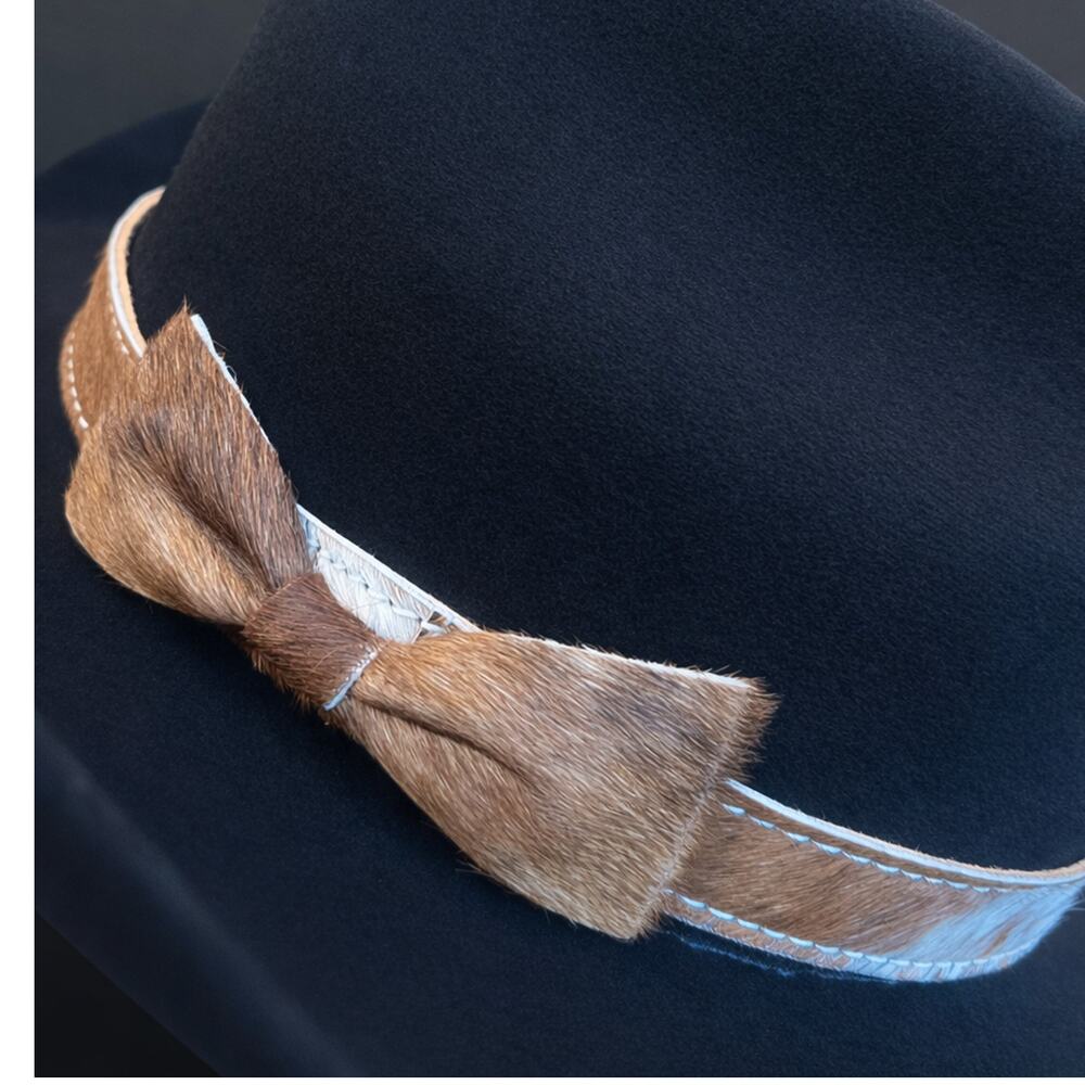 Western Cowhide Bow Hat Band | Hair-On Cowhide | Adjustable